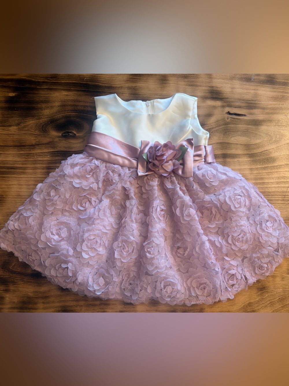 Rare Editions Ivory and Lavender Floral Rosette Party Dress